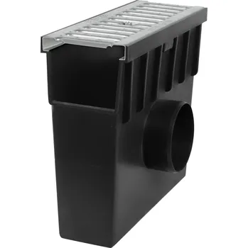 Odvodňovací žlab Sběrná plastová vpusť BIELBET A15 s pozinkovanou mříží 333 x 130 x 300 mm 105 mm