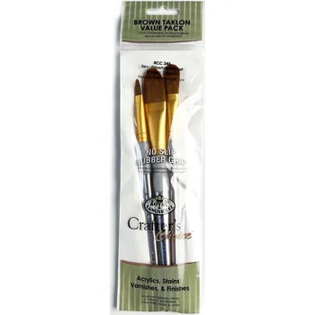 Umělecký štětec Royal Langnickel Malířské štětce 3ks ,,Brown Taklon Flat" 8,1/2",3/4"