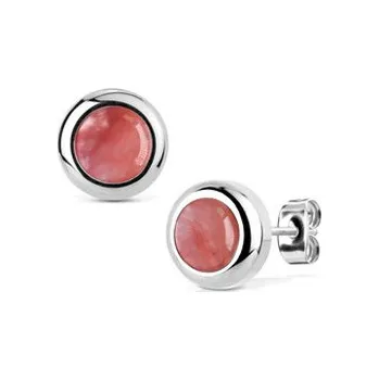 Náušnice NB017-08 Ocelové náušnice Watermelone Quartz 8mm