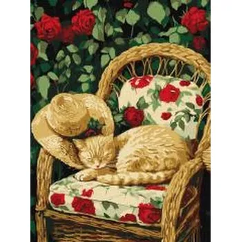 Set školních potřeb Malowanie po numerach - Kot w ogrodzie 30x40cm