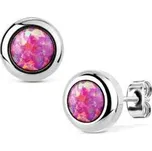 OPN1315-OP22 Ocelové náušnice s růžovými opály