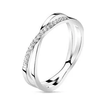 Prsten OPR1881-52 Ocelový prsten s čirými zirkony