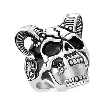 Prsten OPR0122-62 Ocelový prsten - lebka s rohy