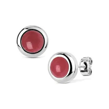 Náušnice NB024-06 Ocelové náušnice červený kámen 6mm