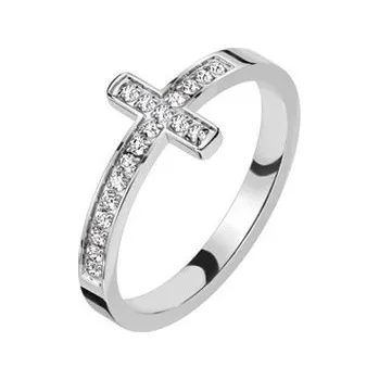 Prsten OPR1918-52 Ocelový prsten kříž