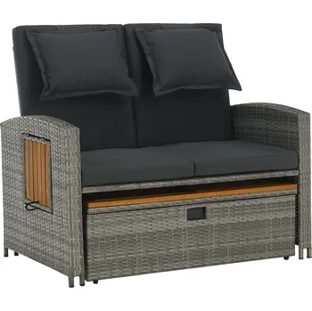 Zahradní ratanová pohovka MALORY, šedá/přírodní