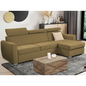 Sedací souprava Rohová sedací souprava Mistic, žluto-hnědá látka