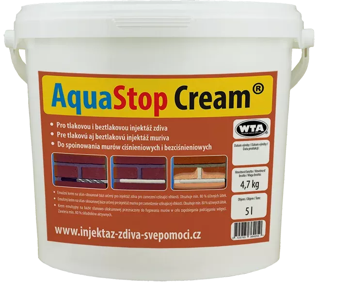 AquaStop Cream 5l - Injektážní krém pro sanaci zdiva krémovou injektáží proti vlhkosti
