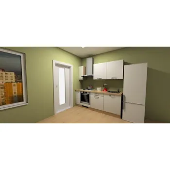 Kuchyňská linka Kuchyňský set KUCH103, 210 cm, kombinace bílá + dub arlington