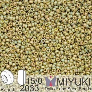 Korálek Korálky Miyuki Round 15/0. Barva 2033 Matte Op Lt Olive Luster . Balení 5g