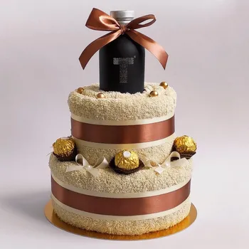 Sada ručníků a osušek Ateliér Confetti Dort z osušky a ručníku 30 cm béžová