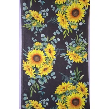 Látka Waflovina Slunečnice na černé