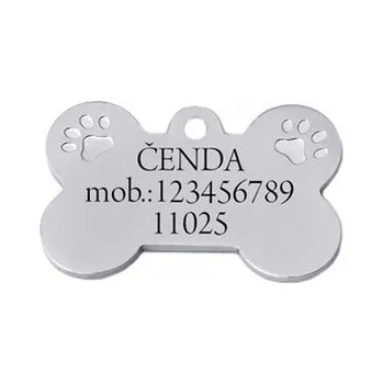 psí známka PZ035-L Ocelová psí známka - kost VELKÁ - zvířátka
