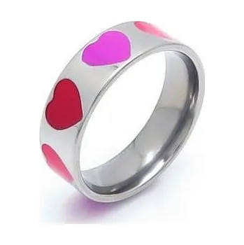 Prsten OPR1889-60 Ocelový prsten se srdíčky - srdce