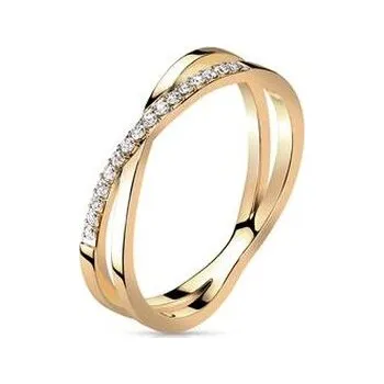 Prsten OPR1864RD-57 Ocelový prsten s čirými zirkony