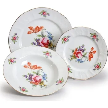 Talíř Thun 1794 Bernadotte, sada talířů, porcelán, zahradní květy, Thun, 18 d.
