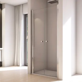 Sprchové dveře Ronal SOLINO SOL2 dvoukřídlé sprchové dveře 100 cm Šířka: 1000 mm, Profil: Černá, Sklo: Hladké čiré