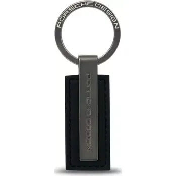 PORSCHE DESIGN Keyring Metal Klíčenka kov kůže černá (Gravírované logo)