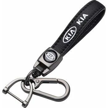 KIA přívěsek na klíče, klíčenka, černá kůže
