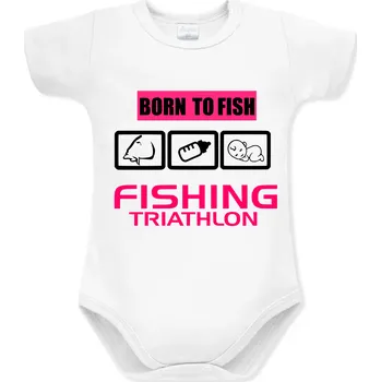 Kojenecký body Sportcarp Dětské body Fishing Triathlon růžové Velikost: 92 / 18 - 24 měsíců