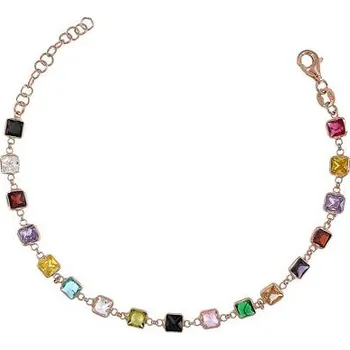 Náramek Stříbrný pozlacený náramek barevný