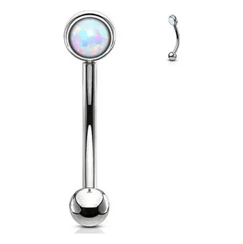 Piercing OB0003WH-1208 Piercing do obočí, bílý opál