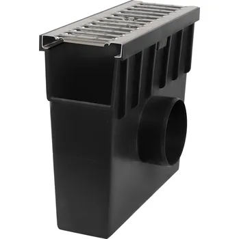 Odvodňovací žlab Sběrná plastová vpusť BIELBET A15 s nerezovou mříží 333 x 130 x 300 mm 105 mm