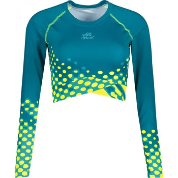 Dámský funkční crop top premium ALTISPORT VOJ/ALW109TR04 EMERALD/FLUO YELLOW XXXL