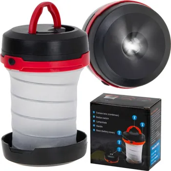 Svítilna Kempingová lampa turistická na baterie 2v1, 3 režimy LED