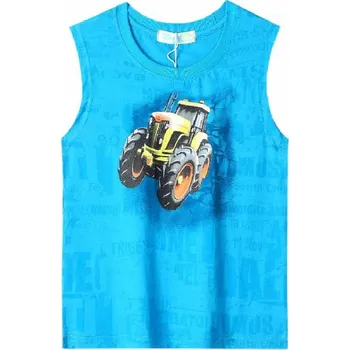 Chlapecké tričko DĚTSKÉ TRIČKO BEZ RUKÁVŮ S TRAKTOREM Barva: Tyrkysová, Velikost: 122