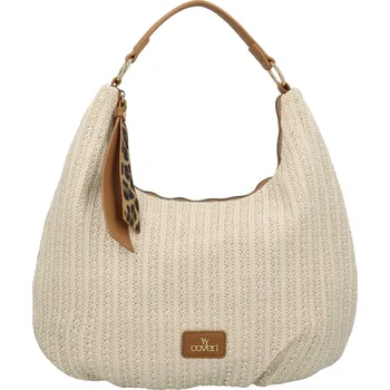 Kabelka Módní dámská koženková kabelka na rameno Doris, krémová-hnědá