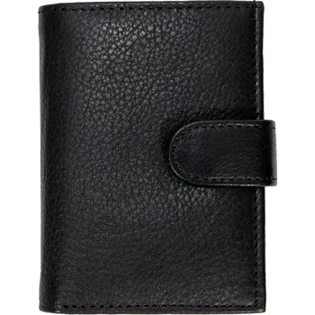 Peněženka HL Kožená unisex malá peněženka na karty s RFID ochranou a vysouvacím patentem na karty - černá