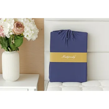 Prostěradlo Matějovský Tmavě modré ELASTAN PREMIUM Jersey s elastanem PREMIUM 120/200/40