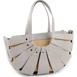 Letní kabelka se slámovou strukturou 35x20 cm - 1 ks - 4 šedá světlá