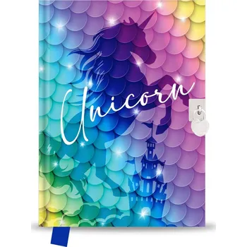 JUNIOR Památník 14x18 cm, 80 l., čistý se zámkem - Unicorn