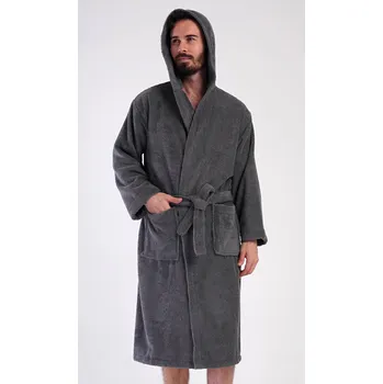 Dámský župan Pánský župan s kapucí Alex světle šedá XL