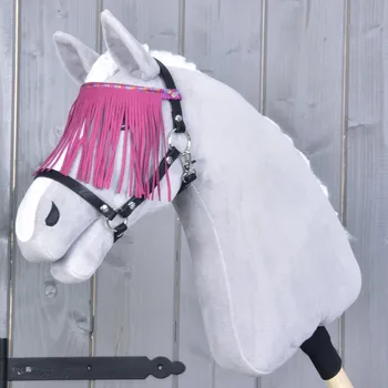 Hobby horsing Ohlávka černá s pink třásněmi Velikost: M