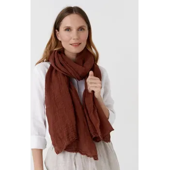 Šála Magic Linen Ořechově hnědý lněný šál