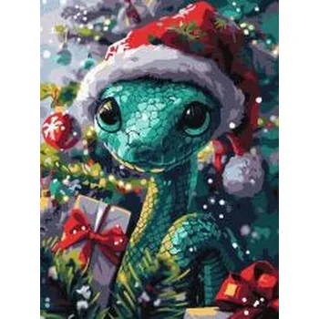 Set školních potřeb Malowanie po numerach - Zielony wąż 30x40cm