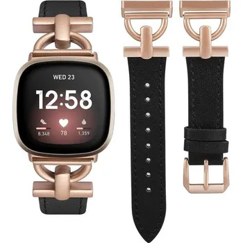 Řemínek na hodinky Kožený řemínek Wearlizer kompatibilní s Fitbit Sense Bands/Versa 3/Versa 4/Sense 2 Bands Women,