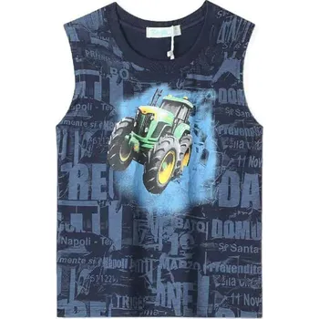 Chlapecké tričko DĚTSKÉ TRIČKO BEZ RUKÁVŮ S TRAKTOREM Barva: Tmavě modrá, Velikost: 116