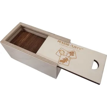 Dřevěná hračka Dřevo Novák Pexeso s motivy listů stromů Varianta: 36 dílků s dřevěnou krabičkou