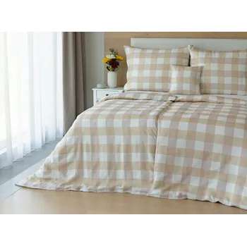 Povlečení Matějovský Quadro Beige Linen 100% len povlak 70/90