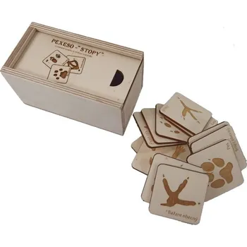 Pexeso Dřevo Novák Pexeso s motivy stop lesní zvěře Varianta: 36 dílků s dřevěnou krabičkou