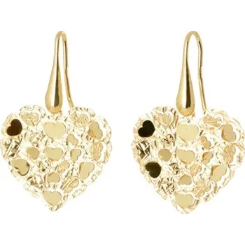 Souprava šperků Stříbrná zlacená souprava náušnic a náhrdelníku srdce s čirými zirkony STRS0426F + Dárek zdarma