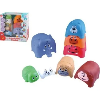 Hračka pro nejmenší Pyramida/věž kubus zvířátka 8ks plast