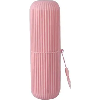 Mikihat Multifunkční plastové pouzdro na zubní kartáček a pastu růžové menší