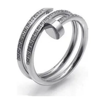 Prsten OPR1885-57 Ocelový prsten se zirkony