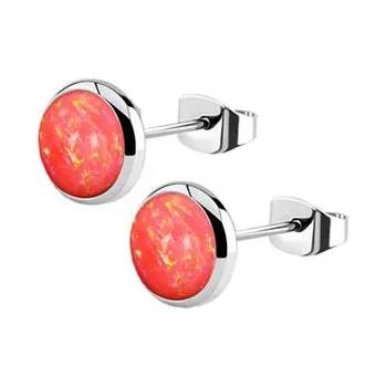 Náušnice NB2-OP57 Ocelové náušnice s opálem 8 mm