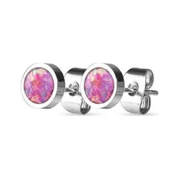Náušnice NBP70-OP22 Ocelové náušnice s opály 6 mm